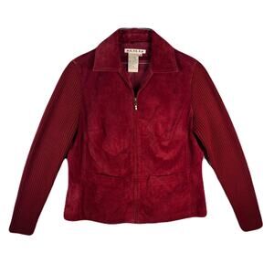 VINTAGE A.M.I. Red Suede Leather Jacket Womens Size M